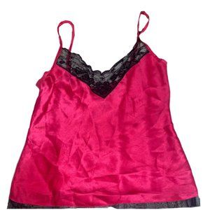 Y2K LACE CAMI HOT PINK TOP WITH BLACK LACE